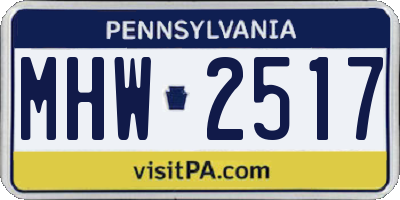 PA license plate MHW2517