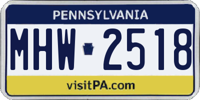 PA license plate MHW2518