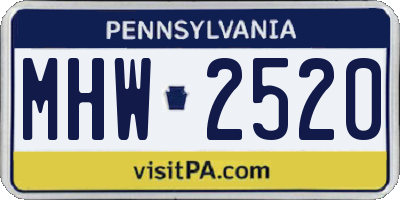 PA license plate MHW2520