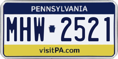 PA license plate MHW2521