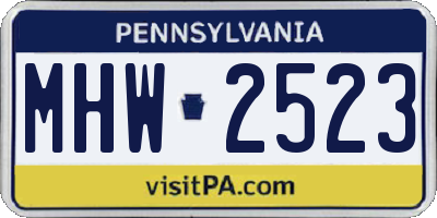 PA license plate MHW2523