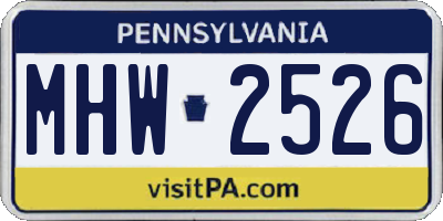 PA license plate MHW2526