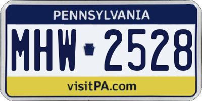PA license plate MHW2528