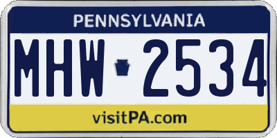 PA license plate MHW2534