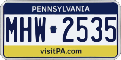 PA license plate MHW2535
