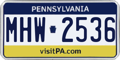 PA license plate MHW2536