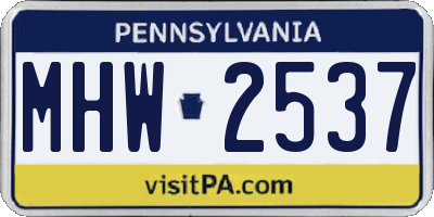 PA license plate MHW2537