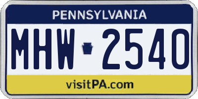 PA license plate MHW2540