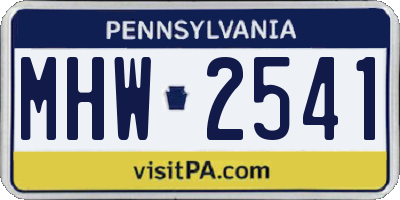 PA license plate MHW2541
