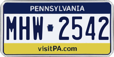 PA license plate MHW2542