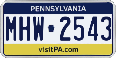 PA license plate MHW2543
