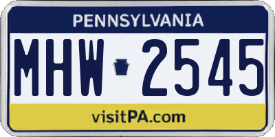 PA license plate MHW2545