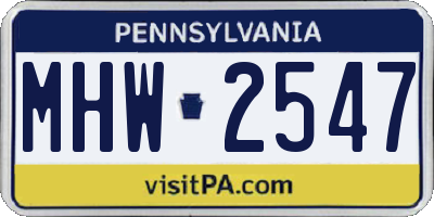 PA license plate MHW2547