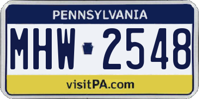 PA license plate MHW2548