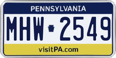 PA license plate MHW2549