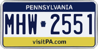 PA license plate MHW2551