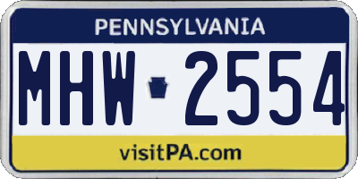 PA license plate MHW2554