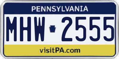PA license plate MHW2555