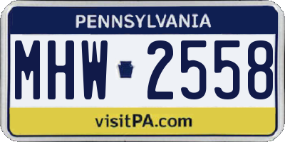 PA license plate MHW2558