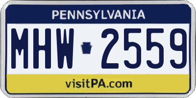 PA license plate MHW2559
