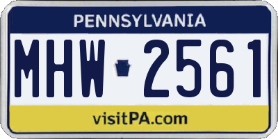 PA license plate MHW2561