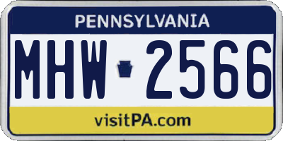 PA license plate MHW2566