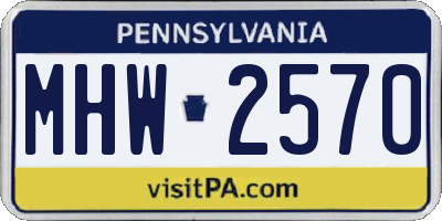 PA license plate MHW2570