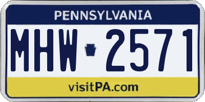 PA license plate MHW2571