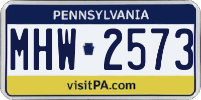 PA license plate MHW2573