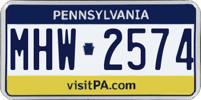 PA license plate MHW2574