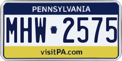 PA license plate MHW2575