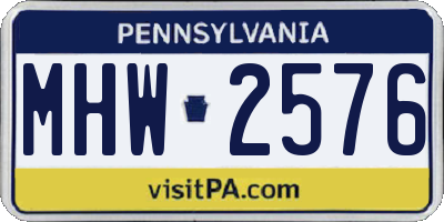 PA license plate MHW2576