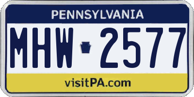 PA license plate MHW2577