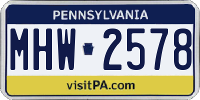 PA license plate MHW2578