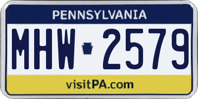 PA license plate MHW2579
