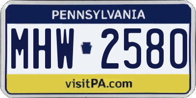 PA license plate MHW2580