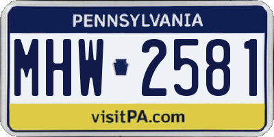 PA license plate MHW2581