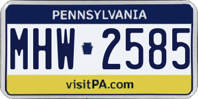 PA license plate MHW2585