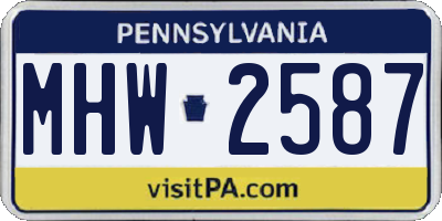 PA license plate MHW2587