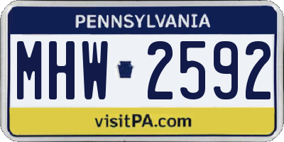 PA license plate MHW2592