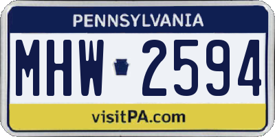 PA license plate MHW2594