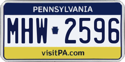 PA license plate MHW2596
