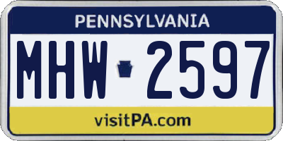 PA license plate MHW2597