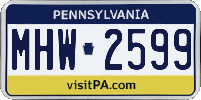 PA license plate MHW2599