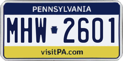 PA license plate MHW2601