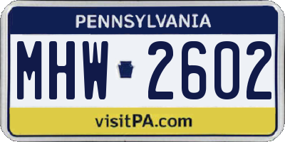 PA license plate MHW2602