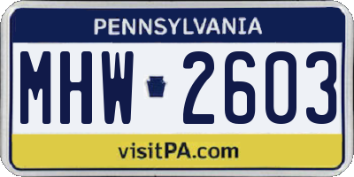 PA license plate MHW2603