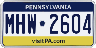 PA license plate MHW2604