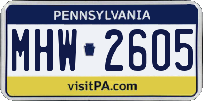 PA license plate MHW2605