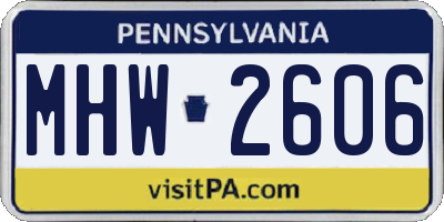 PA license plate MHW2606